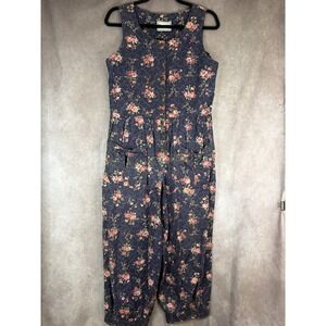 VTG 90s Misty Lane Floral Balloon Leg Jumpsuit Blue Pink Sleeveless Size 7/8